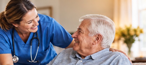 Healthcare professional providing attentive patient care
