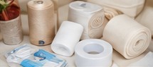 Healthcare professional working with medical supplies